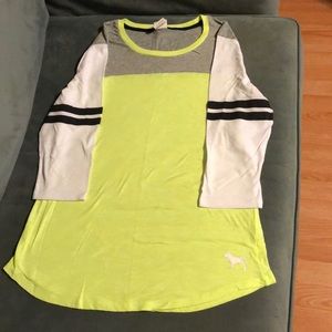 Pink three-quarter sleeve T-shirt